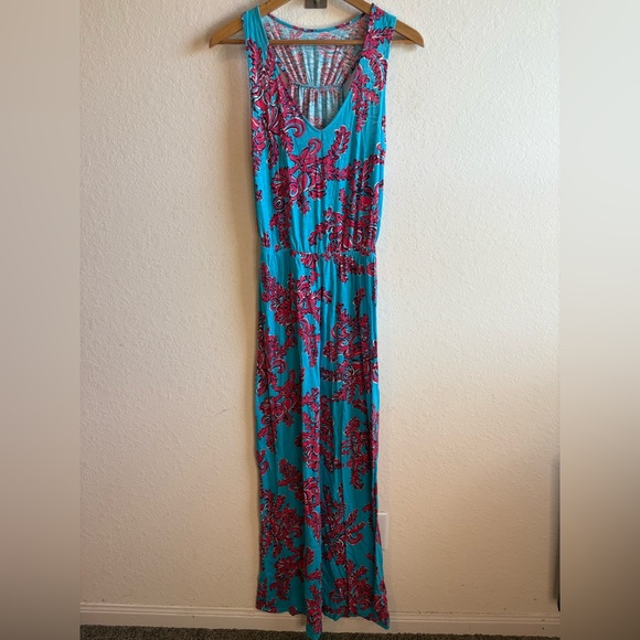 Lilly Pulitzer Racer Back Maxi Dress, Rhode Island Reef, Size Medium - Picture 2 of 6